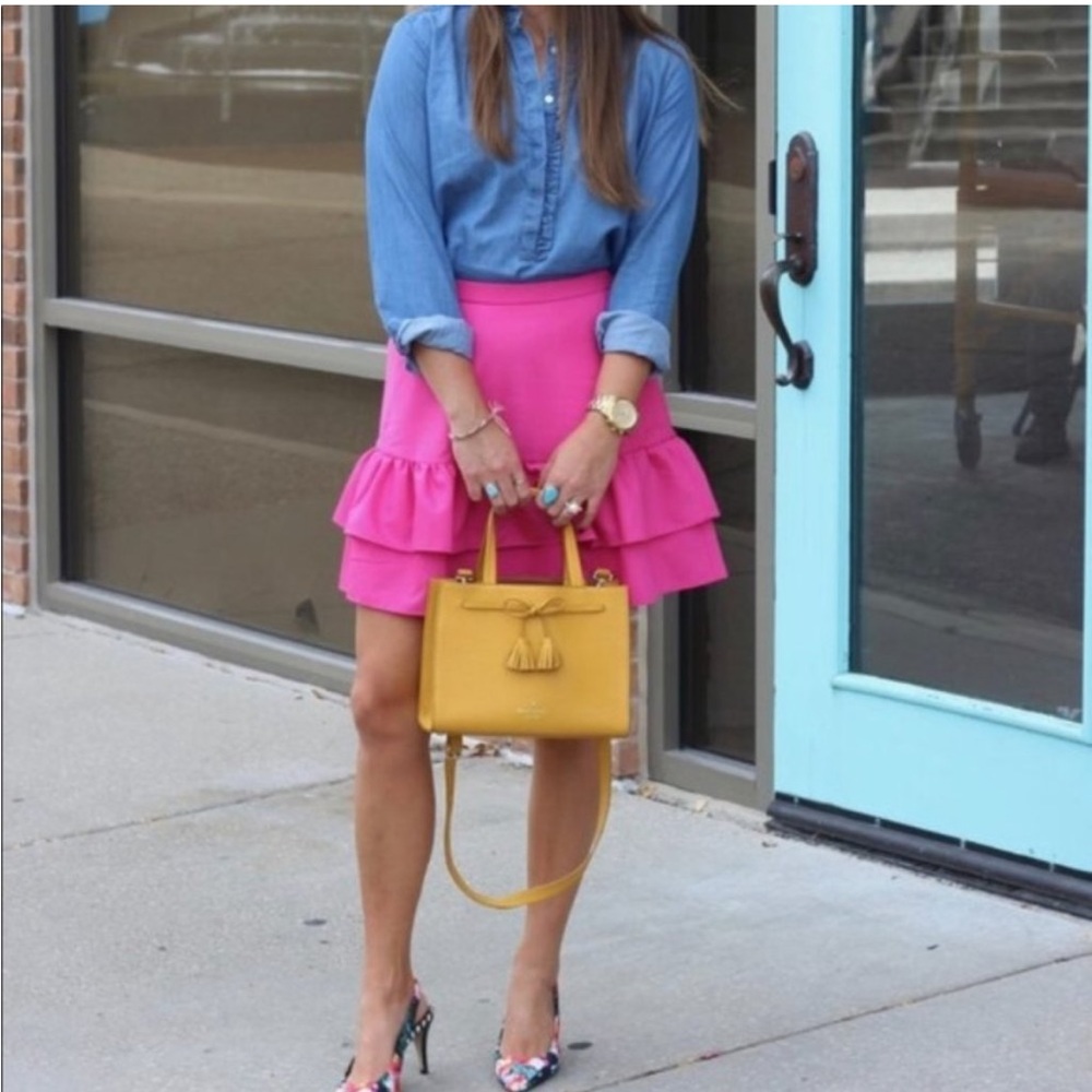 J.CREW Wool Blend Ruffle Skirt - Pink